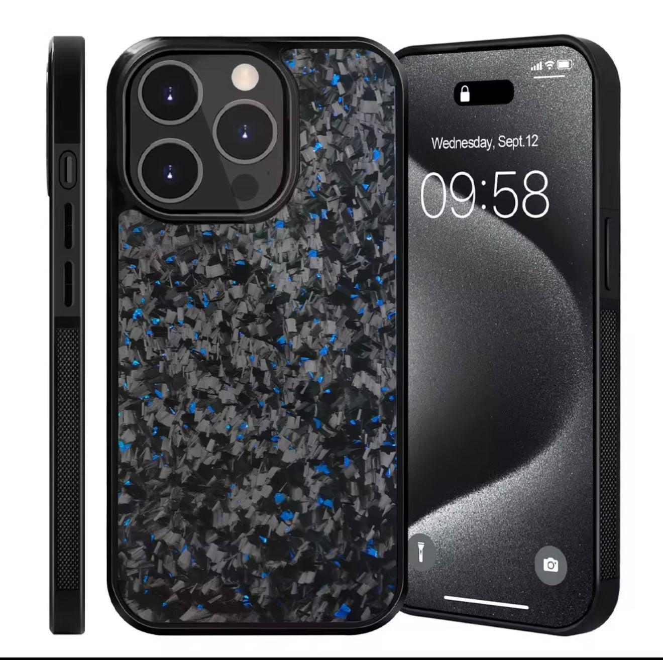 Blue Flake Real Forged Carbon Fiber Case