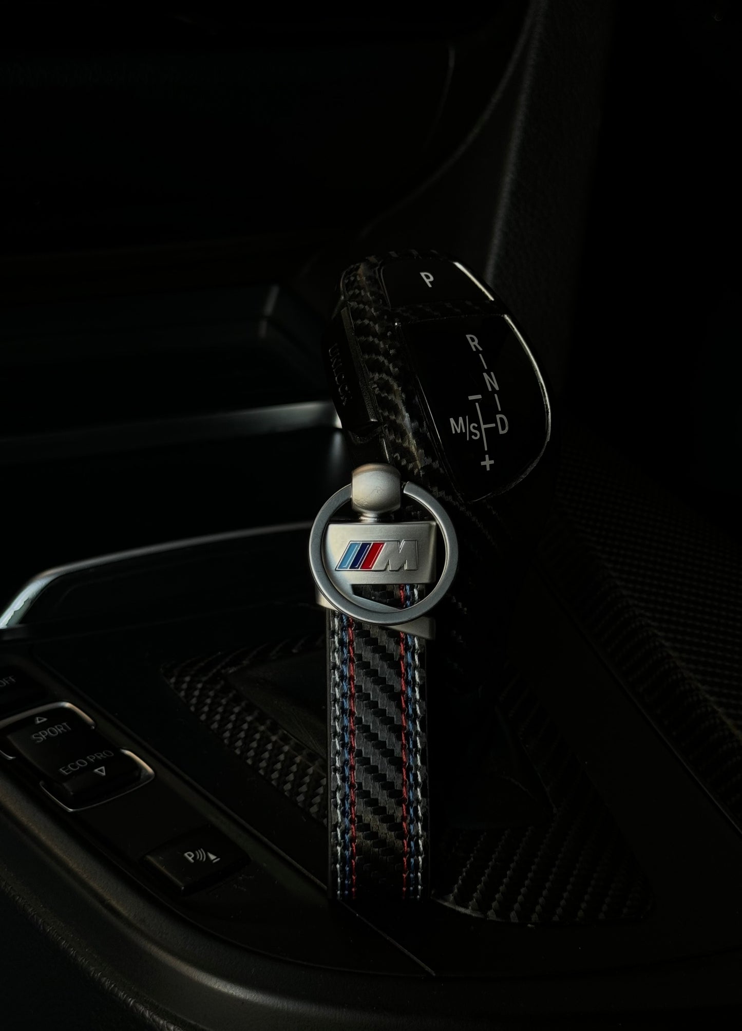M power carbon fiber keychain