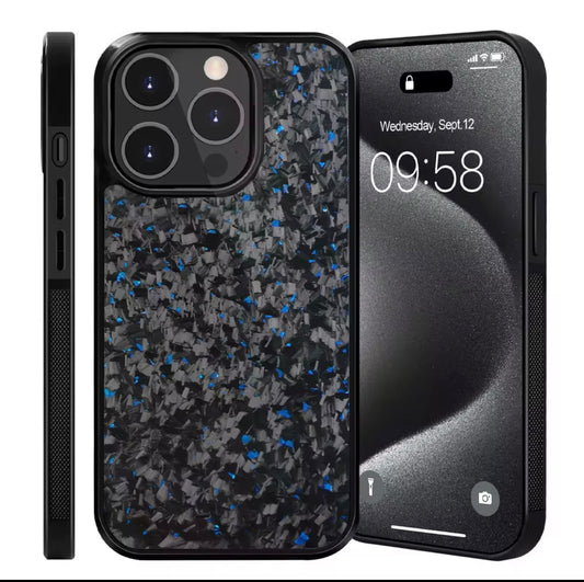 Blue Flake Real Forged Carbon Fiber Case